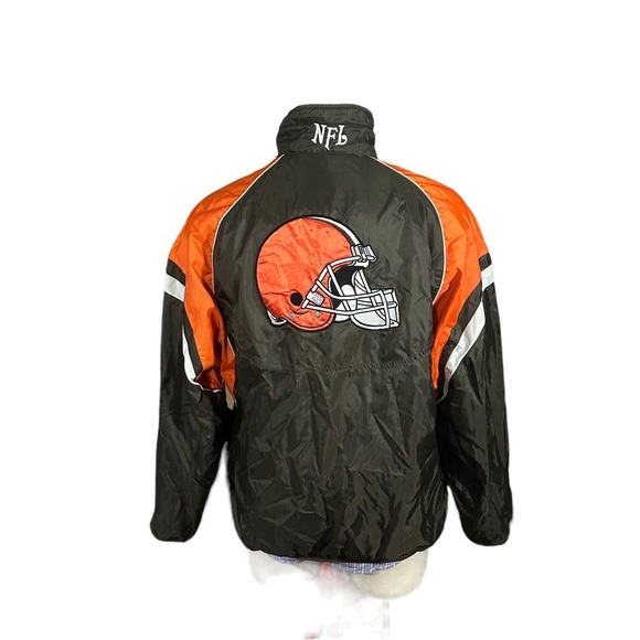 NFL Cleveland Browns Orange Reversible Full Zip Jacket Sz L Embroidered Nylon - Picture 3 of 16